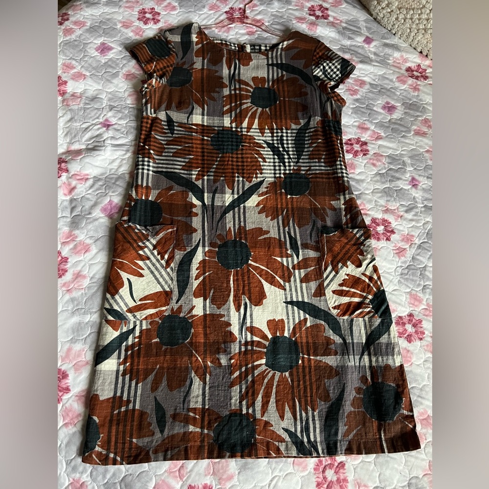Floral Print Mini Dress in Brown and Black